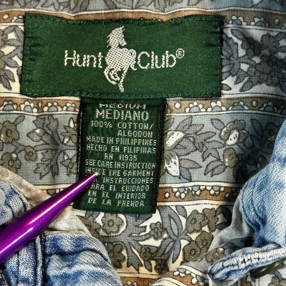 Vintage 90s Women Medium Sleeveless Floral Stripe Denim Top Cottagecore Western - Picture 2 of 5